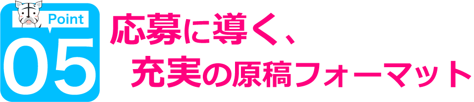 ポイント5 応募に導く、充実の原稿フォーマット